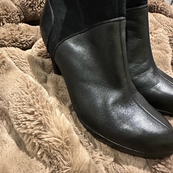 Black suede leather heeled booties by Clarks - Picture 3 of 10